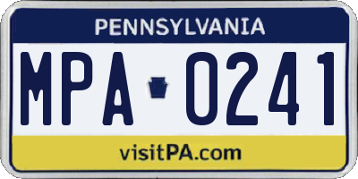 PA license plate MPA0241