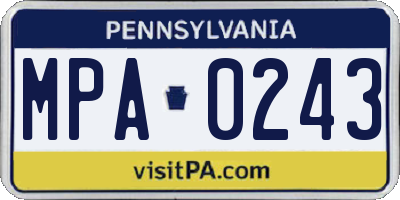 PA license plate MPA0243