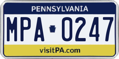 PA license plate MPA0247