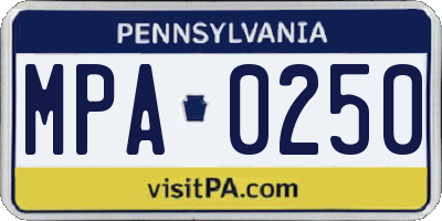 PA license plate MPA0250