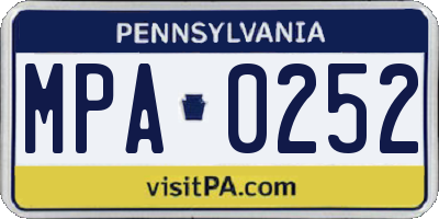 PA license plate MPA0252