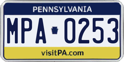 PA license plate MPA0253