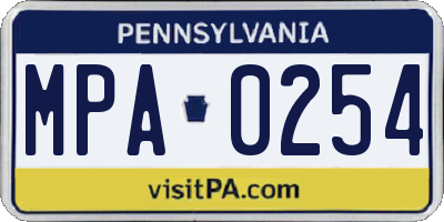 PA license plate MPA0254
