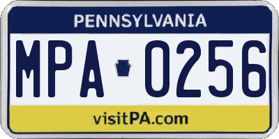 PA license plate MPA0256