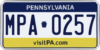 PA license plate MPA0257