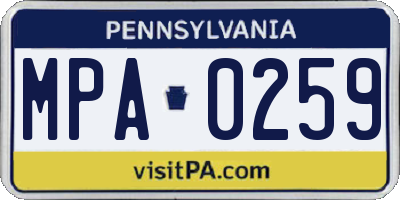 PA license plate MPA0259