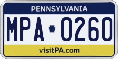 PA license plate MPA0260