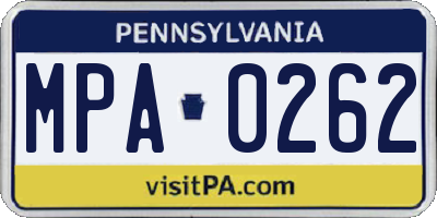 PA license plate MPA0262