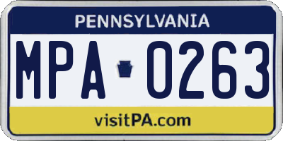PA license plate MPA0263