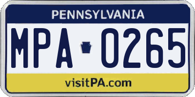 PA license plate MPA0265