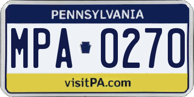 PA license plate MPA0270