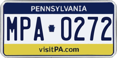 PA license plate MPA0272