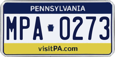 PA license plate MPA0273