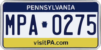 PA license plate MPA0275