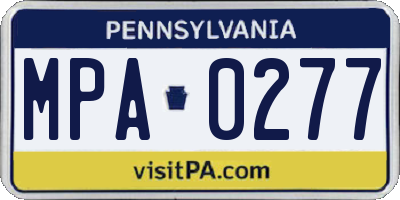 PA license plate MPA0277