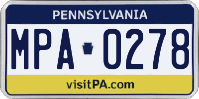 PA license plate MPA0278