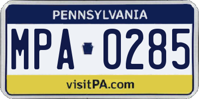 PA license plate MPA0285