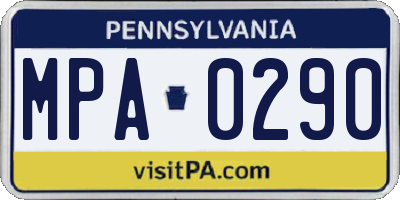 PA license plate MPA0290