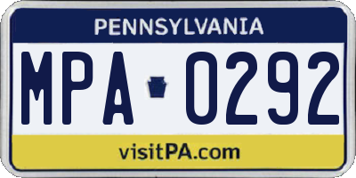 PA license plate MPA0292