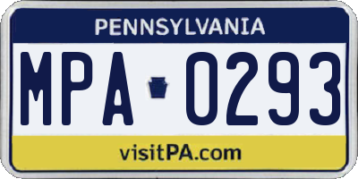 PA license plate MPA0293
