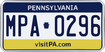 PA license plate MPA0296