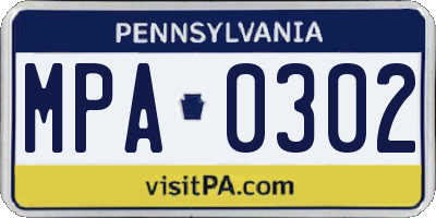 PA license plate MPA0302