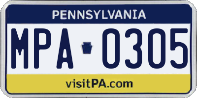 PA license plate MPA0305
