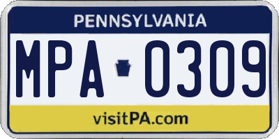 PA license plate MPA0309