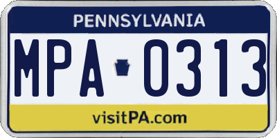 PA license plate MPA0313
