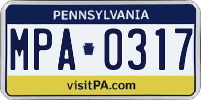 PA license plate MPA0317