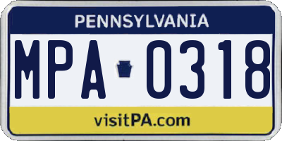 PA license plate MPA0318