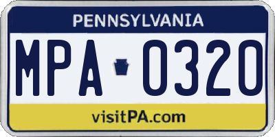 PA license plate MPA0320