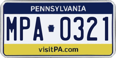 PA license plate MPA0321