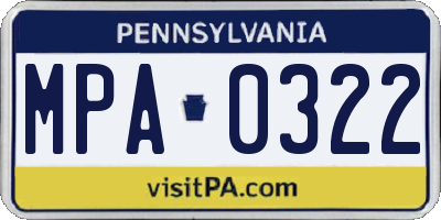PA license plate MPA0322