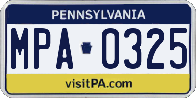 PA license plate MPA0325