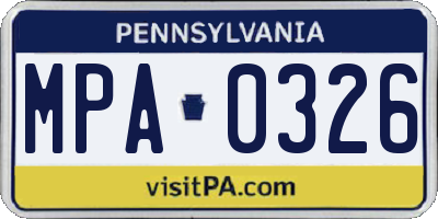 PA license plate MPA0326