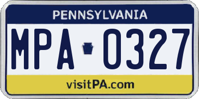PA license plate MPA0327