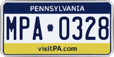 PA license plate MPA0328