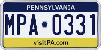 PA license plate MPA0331