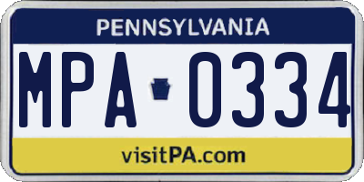 PA license plate MPA0334