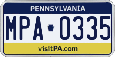 PA license plate MPA0335