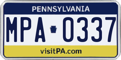 PA license plate MPA0337