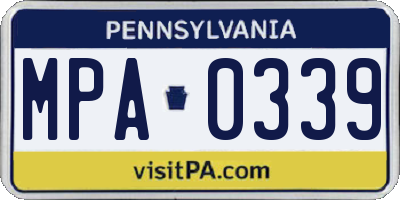 PA license plate MPA0339