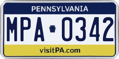 PA license plate MPA0342