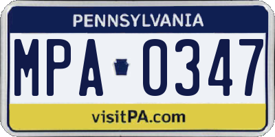 PA license plate MPA0347