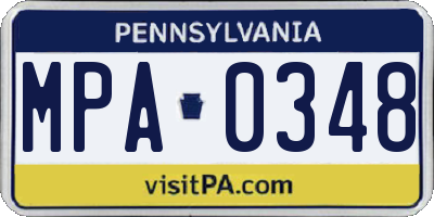 PA license plate MPA0348
