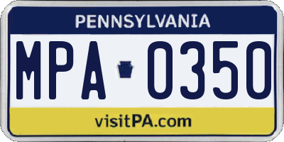PA license plate MPA0350