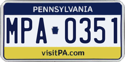 PA license plate MPA0351