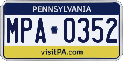 PA license plate MPA0352