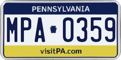 PA license plate MPA0359